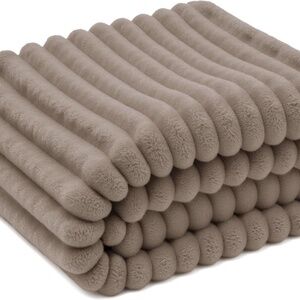 NEW, "Bedsure", Throw Blanket, Taupe Colour, Soft Fluffy Fleece Cozy, 50x60